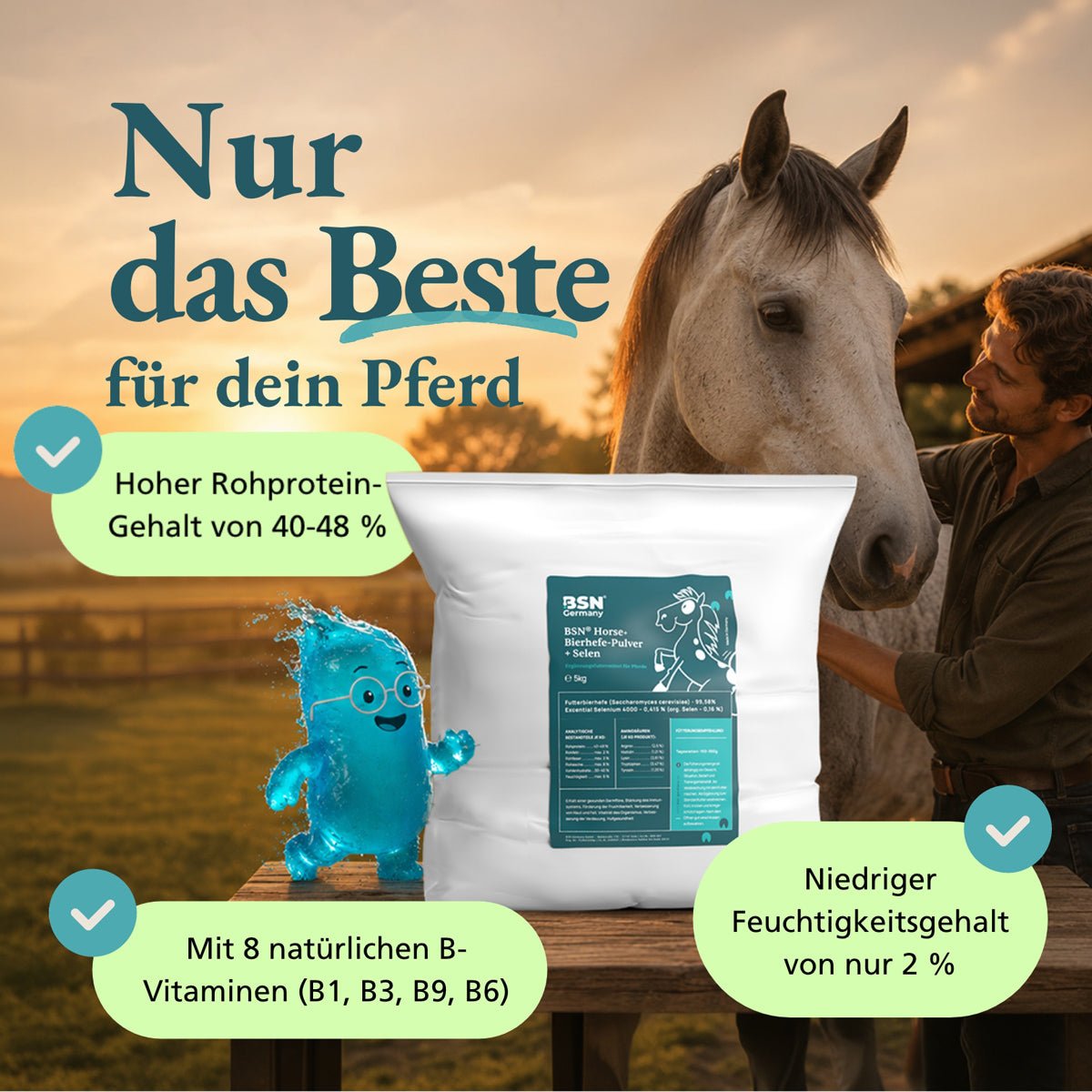 BSN Horse+ Bierhefe-Pulver mit Selen für Pferde