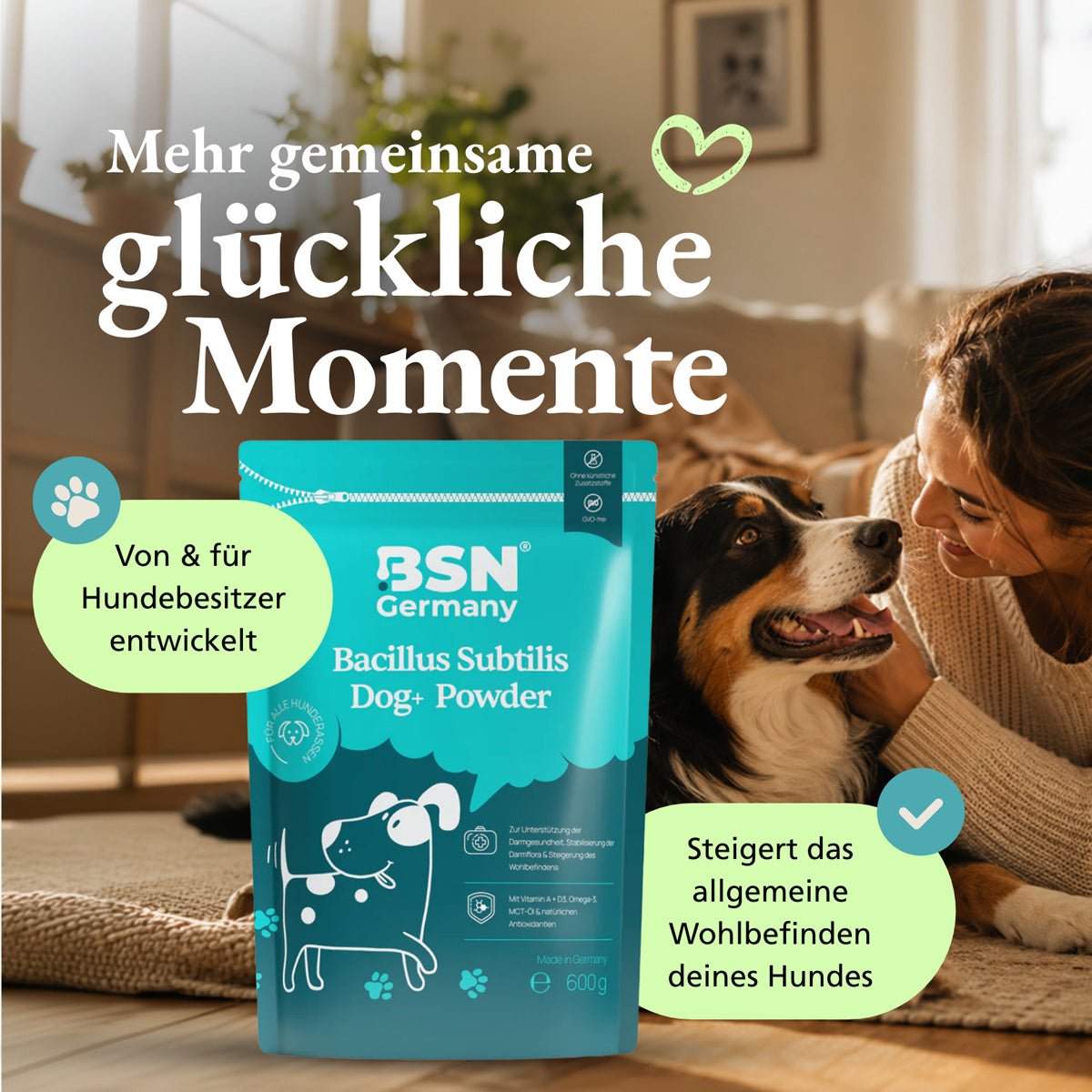 BSN® Dog+ Bacillus Subtilis Powder für Hunde - Mehr gemeinsame glückliche Momente